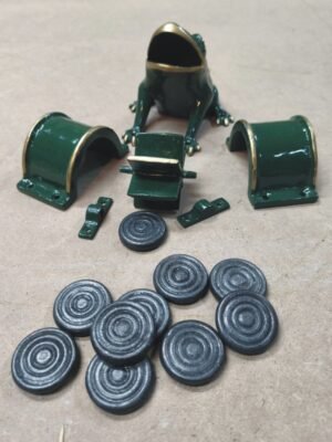 juego de la rana completo de fundición, una rana dos puentes un molinete y 10 fichas