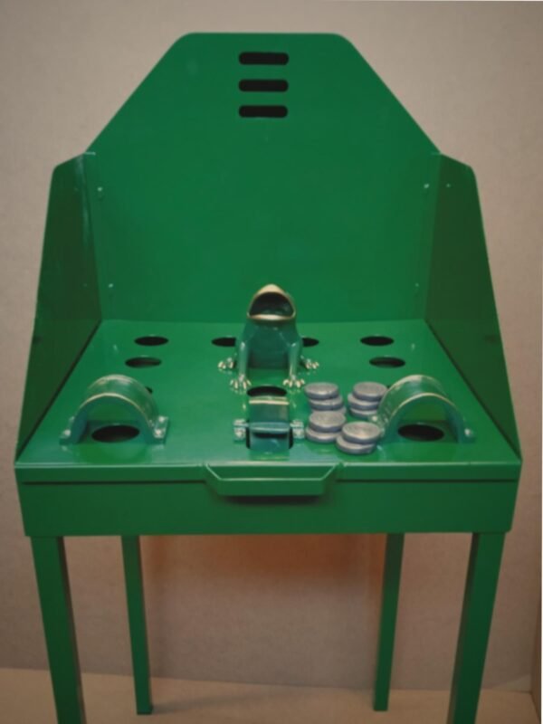 juego de la rana metálico con la mesa en acero y accesorios en fundición