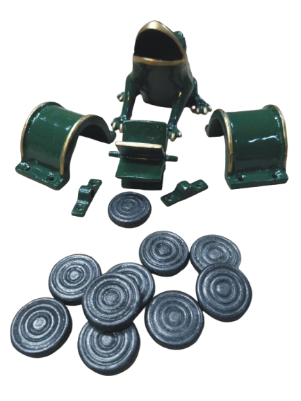 juegos de la rana completo de fundición una rana, dos puentes, un molinete y 10 fichas