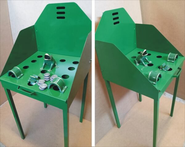 Juego rana metálico lacado en verde con todos los elementos metálicos de fundición
