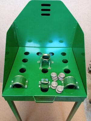 Juego de la rana con la mesa metálica, una rana, dos puentes, un molinete y 10 fichas de fundición