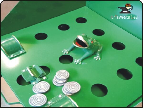 juego rana metálico lacado en verde con todos los elementos metálicos de fundición