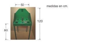 juego rana con la mesa metálica