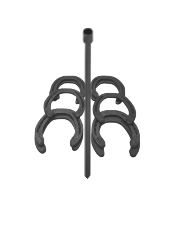 juego de las herraduras, con un mástil y 10 herraduras